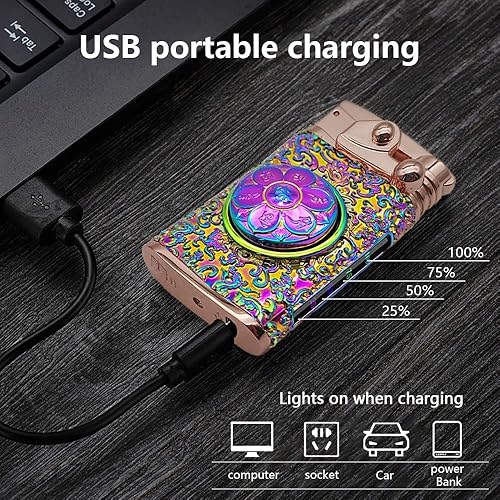Miniatura 3 de Encendedor eléctrico de doble arco, recargable por USB, resistente al viento, sin llama, encendedor de velas, encendedor fresco con caja de regalo
