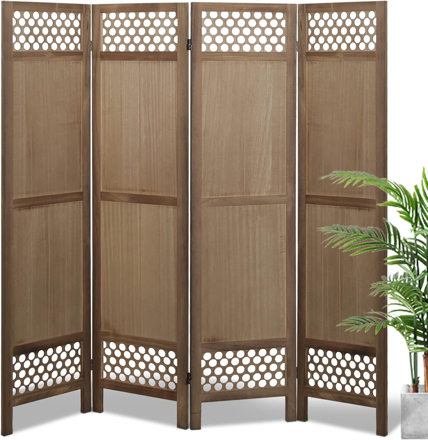 Buy Babion 4 Panel Room Divider, Carved Wood Folding Room Divider, Room