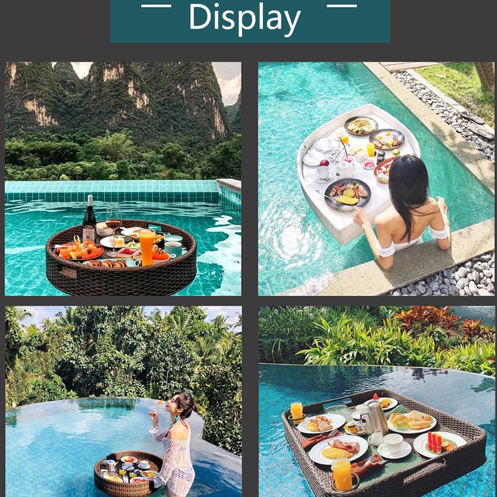 Cesto galleggiante per la colazione in rattan di lusso per piscina e all'aperto, perfetto per tè pomeridiano, matrimoni e fotografia, ideale per intrattenimento e relax