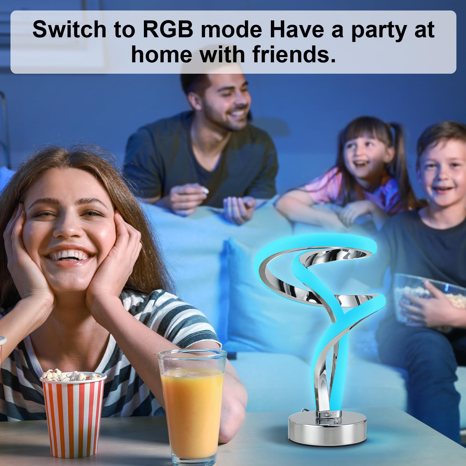 Lightess LED Nachttischlampe Touch Dimmbar Spiral RGB Tischlampe 10W | 3000 K warmweißes Licht, stufenlose Einstellung der Farbtemperatur, 7 RGB-Farben, Modern, Für Schlafzimmer Wohnzimmer