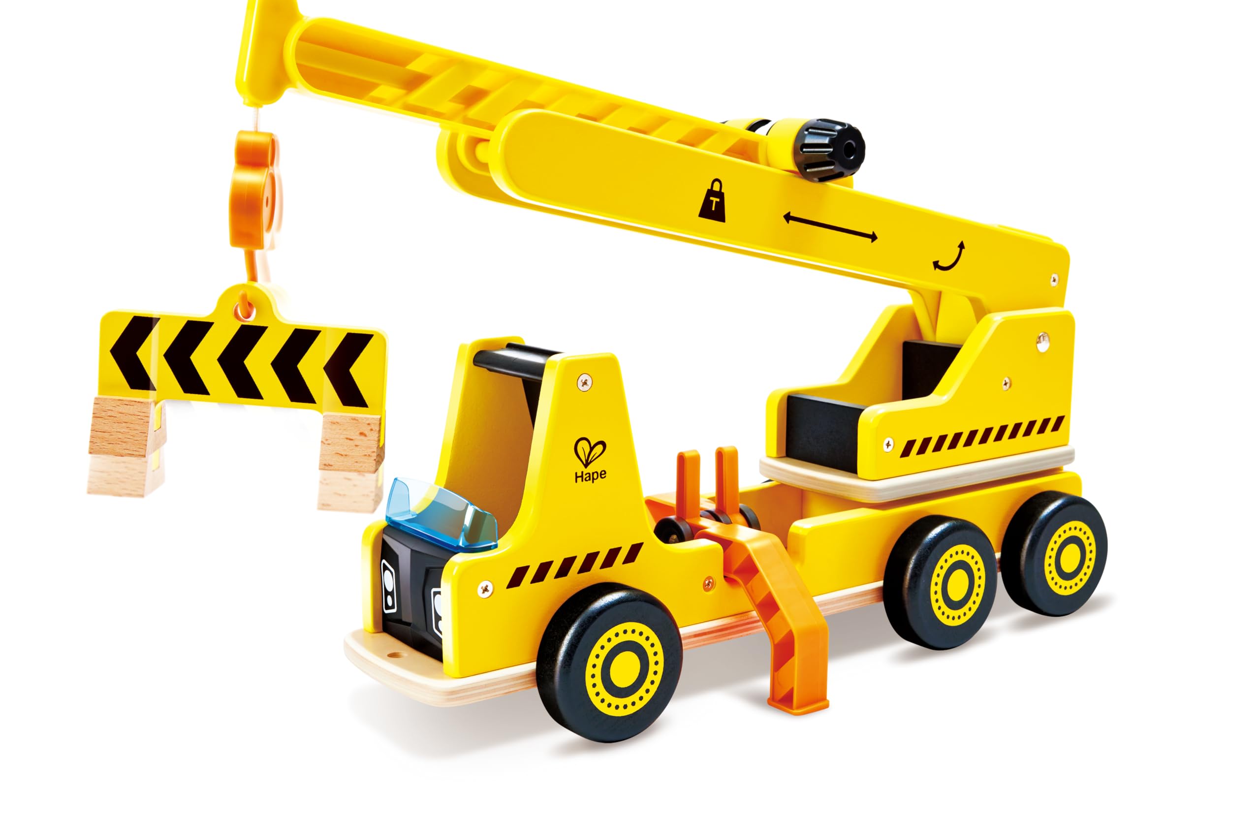 Hape Mobiles Kran- und Baustellenset - ausfahrbarer Kranarm, Rollenspiel für Kinder, Baustellen Spielzeug mit Kran und Zubehör, Fahrzeug- und Lernspiel aus Holz, für Kinder ab 2 Jahren
