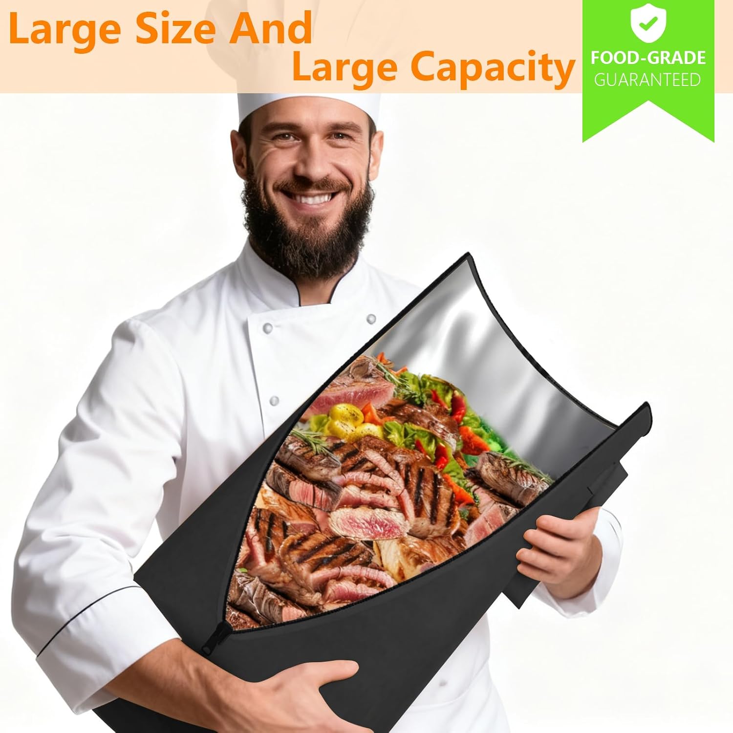 BBQ Blanket for Resting Meat,Barbecue Blanket for Resting Meat,21 Inch BBQ Blanket Meat Resting Bag,Reusable Smoker Grilling Meat Insulated Brisket Bag Grilling Gifts for Men (Black-with Gift Box) image 4