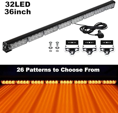 Miniatura 2 de ASPL Barra de luz LED de 36 pulgadas para asesor de tráfico, advertencia, luz estroboscópica de emergencia, intermitente direccional, luces de