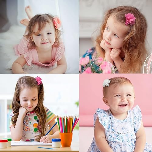 Miniatura 5 de DeD 40PCS 2 Chiffon Flower Hair Bows Clips Flower Tiny Hair Clips Fine Hair for Girls Infants Toddlers Set of 20 Pairs