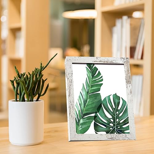 Miniatura 4 de Juego de 6 portarretratos de 8 x 10 pulgadas, color blanco envejecido, para fotos de 5 x 7 pulgadas con paspartú o de 8 x 10 pulgadas sin paspartú