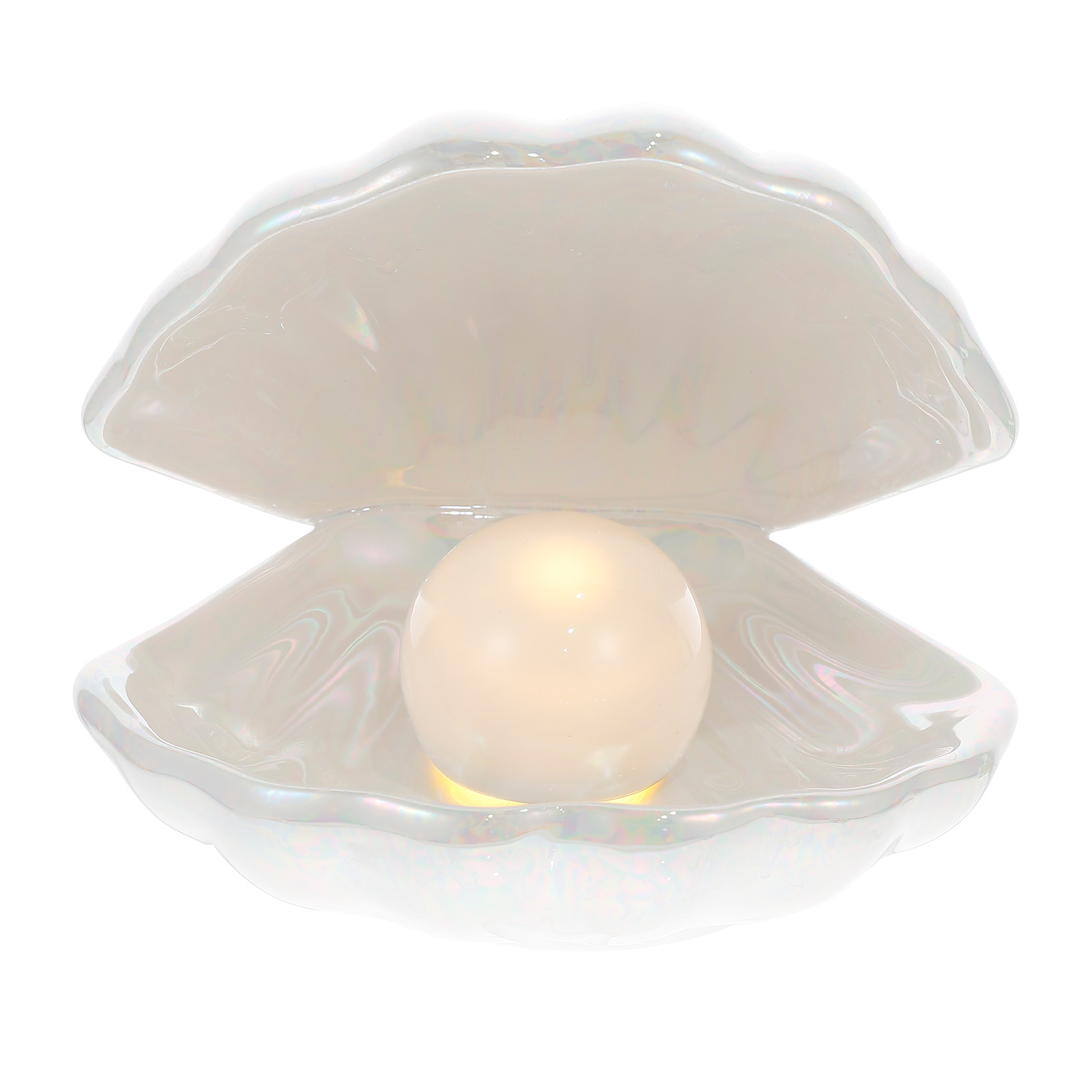 IMIKEYA Ceramic Shell Pearl Light, White LED Clam with Pearl Light