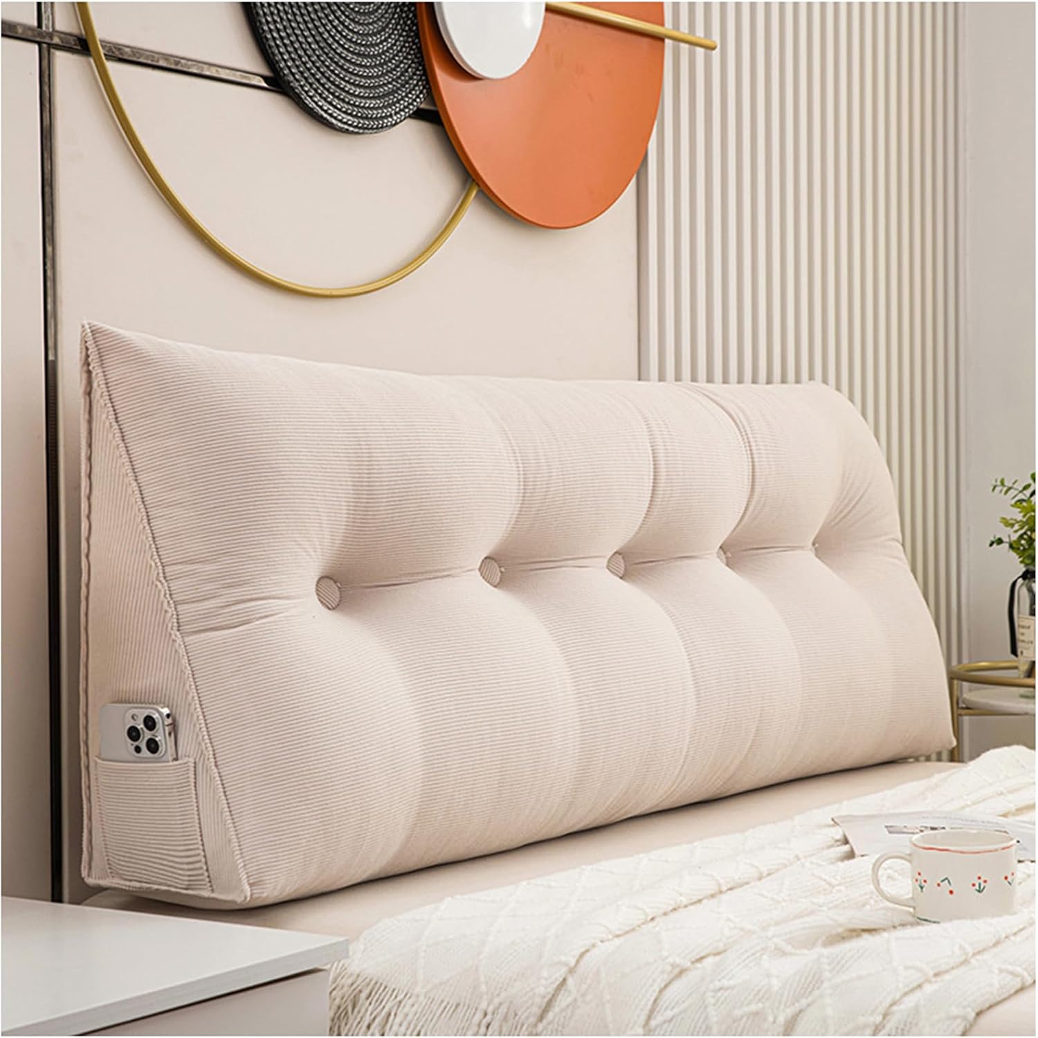 Headboard Wedge Pillow, Queen Headboard Pillow, Positioning Support Bed Rest Reading Pillows, Rest Pillow Large Bolster Cushion Headboard Backrest Wedge Pillow,E,80cm