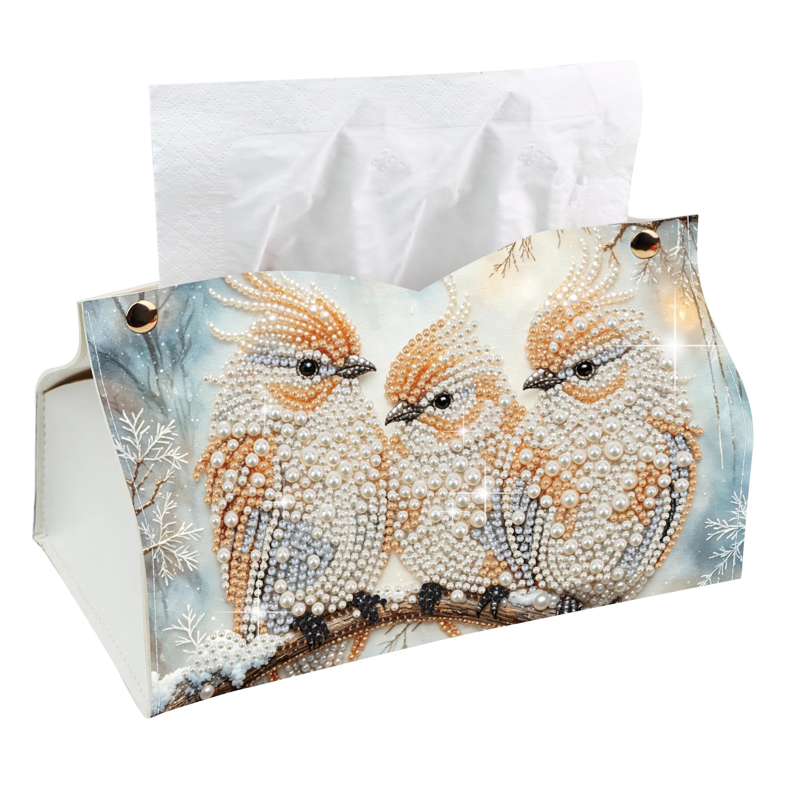 PoetryDraw DIY Diamond Dot Tissue Box PU Napkin Holder Desktop Decor