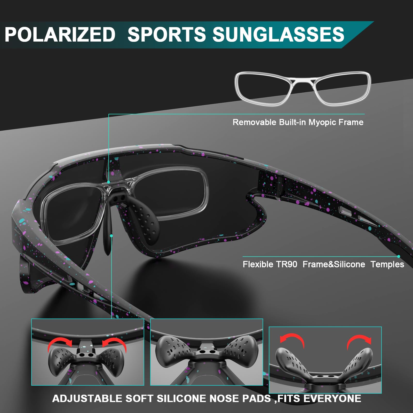 Occhiali da sole sportivi polarizzati uomo donna corsa pesca baseball ciclismo MTB UV400