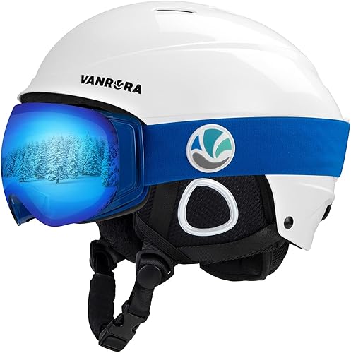 VANRORA Paquete combinado de casco y gafas de esquí, casco de snowboard certificado de seguridad, lentes intercambiables para snowboard