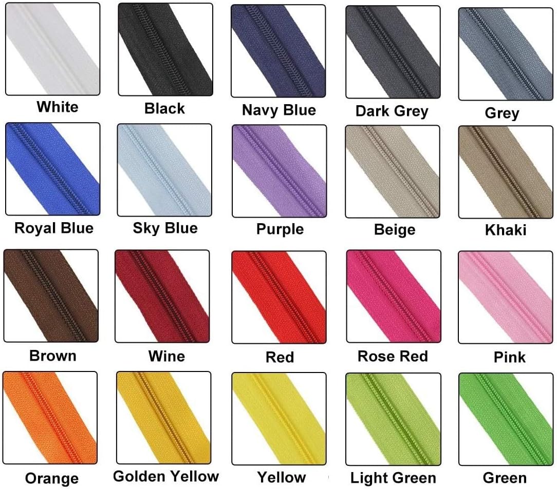 Nylon Coil Zippers, CDDLR 100PCS 9 Inch Colorful Sewing Zippers for Sewing Crafts Tailor and Clothing(20 Colors)
