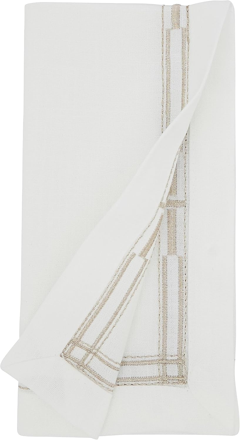 Classic Elegance Embroidered Border Napkin (Set of 4)