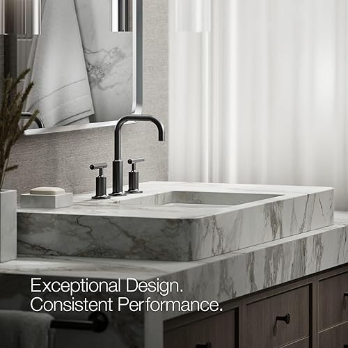 Miniatura 3 de Kohler K-14410-4-BGD Purist - Grifo para lavabo de baño con manijas de palanca baja y boquilla baja, 14406-4-BL