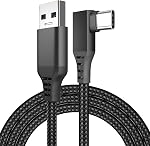 VR Link Cable USB to USB-C Compatible with Meta Quest 3S/3/2 / Pro, Pico 4 Ultra / 4, PC/Steam VR by MMOBIEL – 90 Degree Nylon Braided USB-C Cable – 3m Long – 60W Fast Charging & 5Gbps Data Transfer