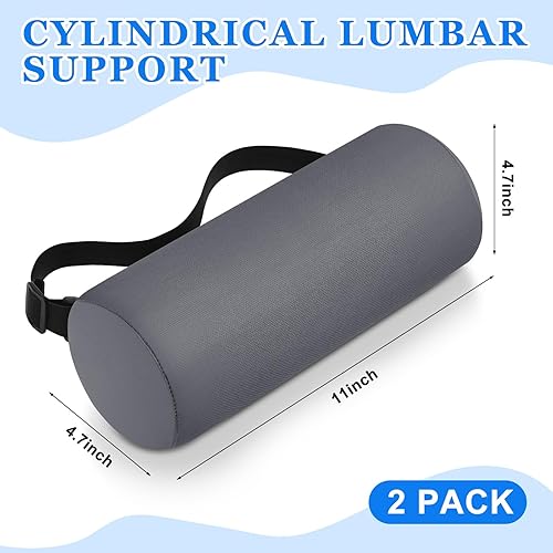Miniatura 8 de 2 almohadas de apoyo lumbar, almohada de respaldo inferior, cojín de asiento de oficina, almohada negra para silla de juegos con correa ajustable y