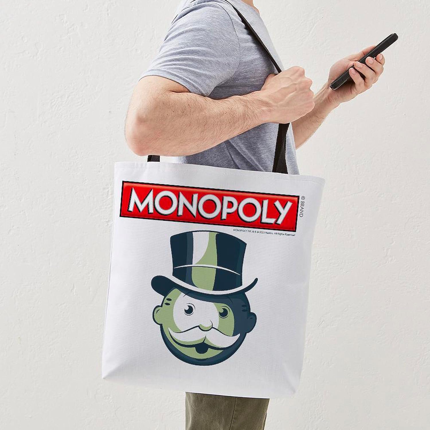 CafePress Mr. Monopoly Head Shot 18"x18" Reusable Grocery Shopping Sling Tote Bag