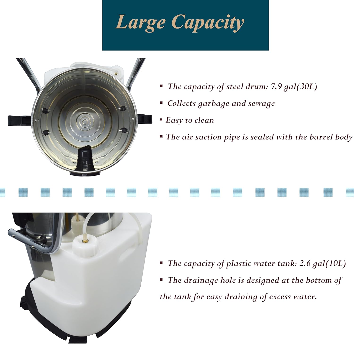 Carpet Cleaning Machine Carpet Spray Extractor Extraction Machine with 8.2ft Hose for Hotel Workplace Home 7.9gal(30L) 1000W