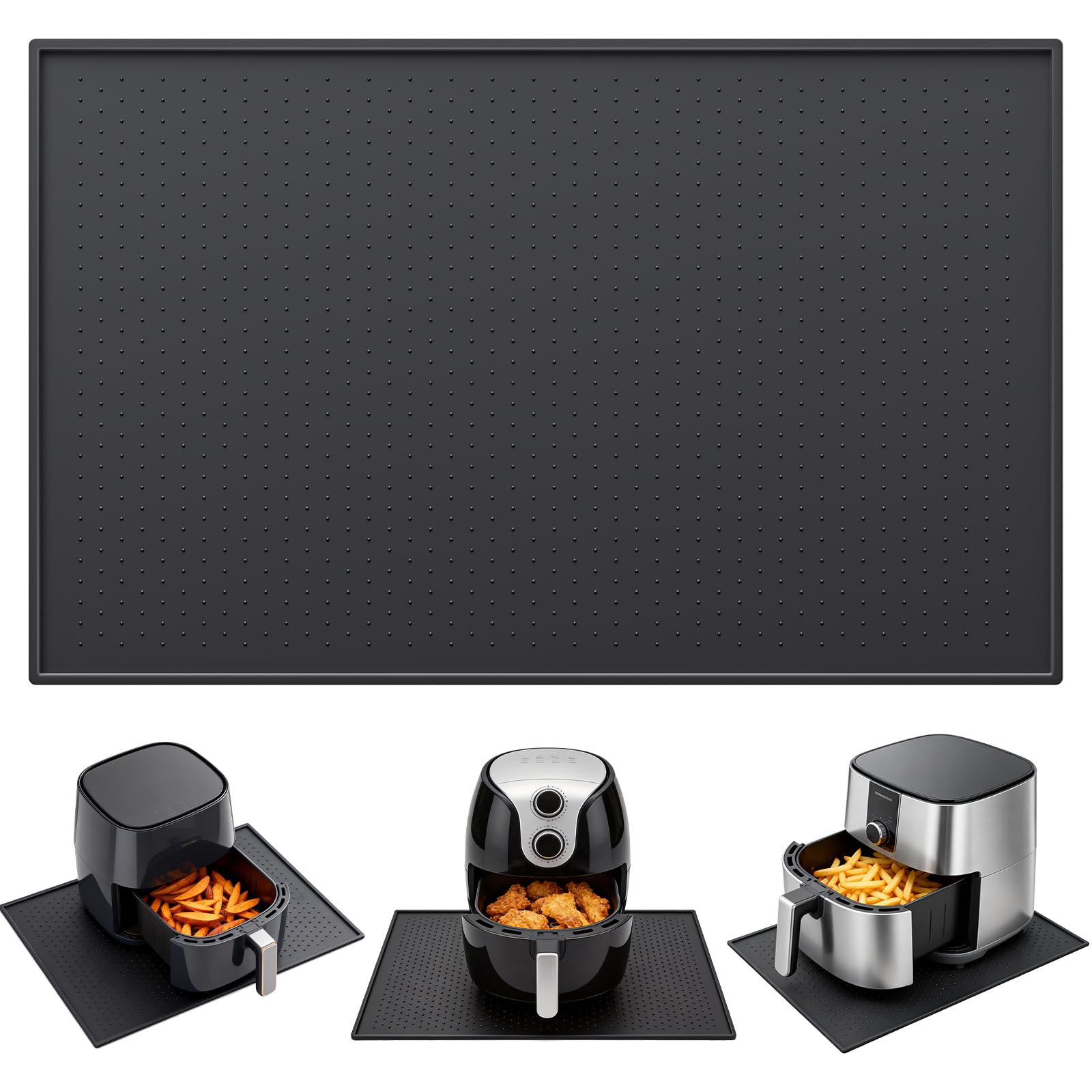 MICHIHOMIE Heat Resistant Mat for Air Fryer, 48 x 30cm Heatproof Silicone Mats for Kitchen Counter, Waterproof Countertop Protector for Ninja Cosori Tower Air Fryer Coffee Maker, Microwave