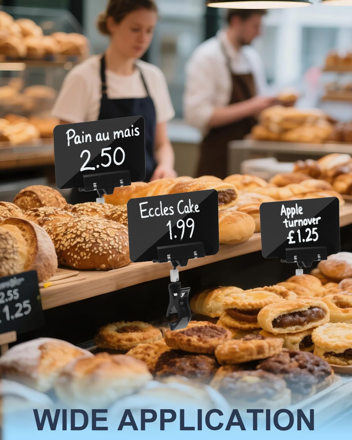 eZAKKA Double Sided Clips with Chalkboard, Rotating Sign Holder Price Tag Merchandise Sign Display Clip Holder for Store, Business, Party, Office, Exhibition, Black, 10 Pack - Image 7