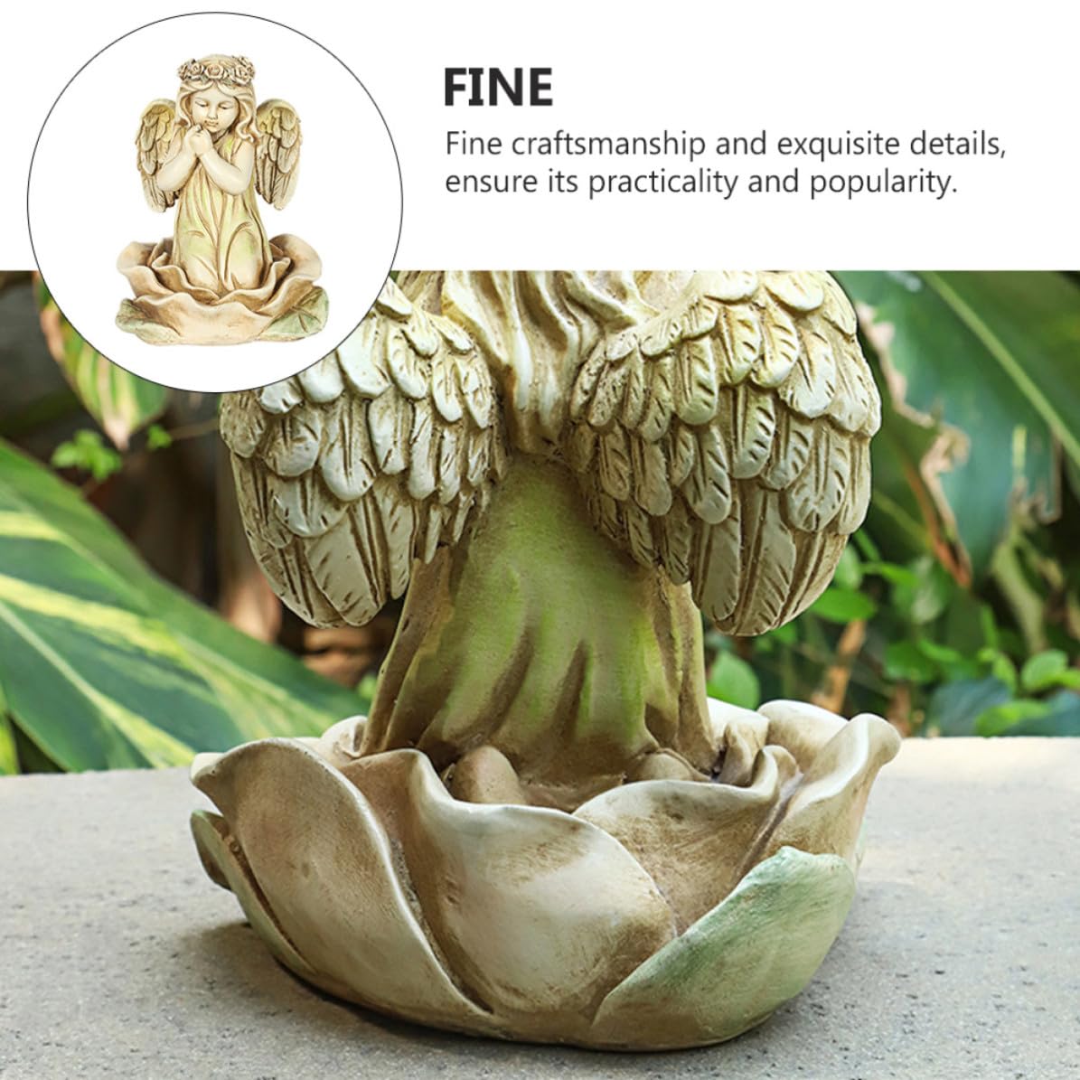 Ciieeo Statua Angelo da Giardino in Resina LED, Oro, 2 Aaa