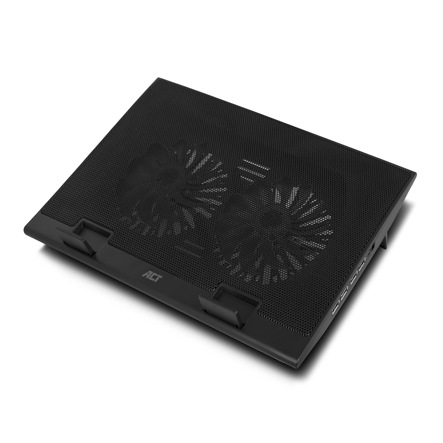 ACT Support de Refroidissement pour Ordinateur Portable 17", Hauteur réglable (2 Positions ergonomiques), 2 Ventilateurs Silencieux pour Le Bureau, concentrateur USB à 4 Ports - AC8105