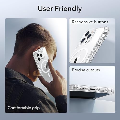 Vista 811 de ESR Funda para iPhone 15 Pro Max, compatible con MagSafe, de grado militar, negro transparente