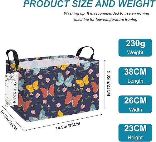 Miniatura 2 de FANKANG Contenedores de almacenamiento, cesta de lona plegable con revestimiento de polietileno impermeable, cestas de almacenamiento grandes para