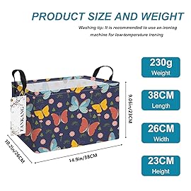 FANKANG Storage Bins, Nursery Hamper Canvas Laundry Basket Foldable with Waterproof PE Coating Large Storage Baskets for Kids Boys and Girls, Office, Bedroom, Clothes,Toys(Rec-Colorful Butterfly 