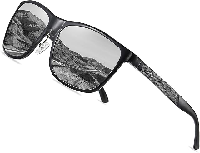 DUCO Men's Sports Polarized Al-Mg Metal Frame Sunglasses UV Protection Sunglasses for Men 8200