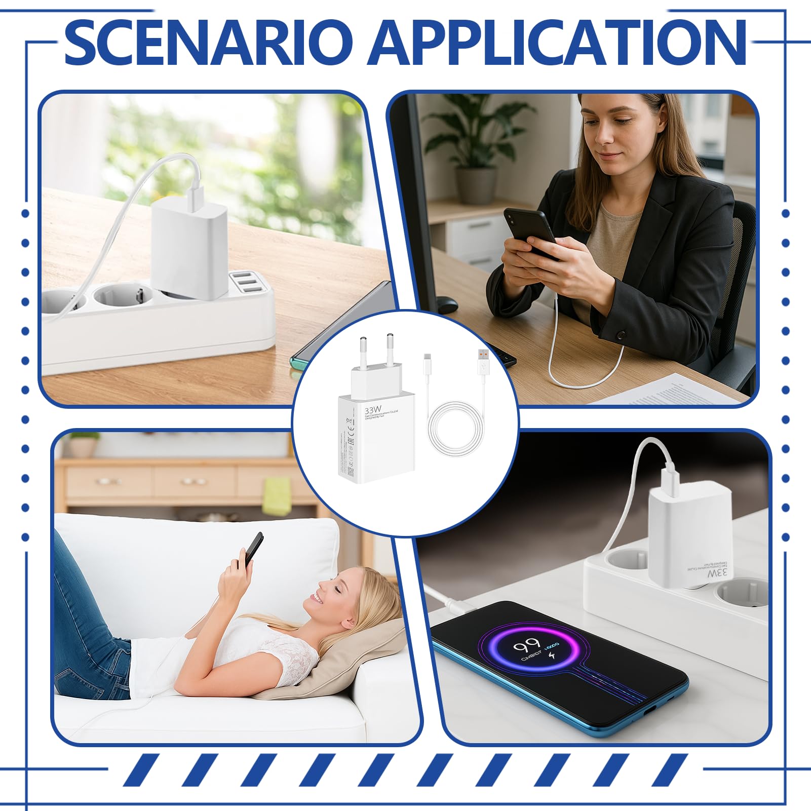 GSGFUIS - Cargador rápido de 33 W, cargador y cable USB C 2M 6A Turbo, tipo C adaptador de corriente para 11 Lite / 10T Pro / 10T / Note 13 5G / 12S / 11 / 11S / 10 Pro etc — view 7
