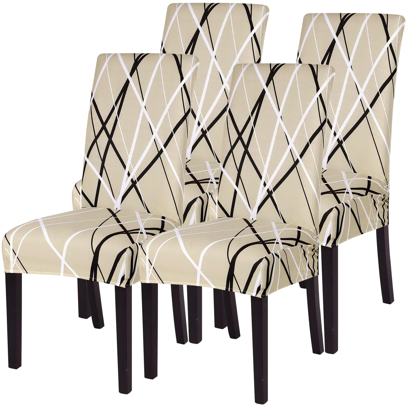 SearchI Dining Room Chair Covers Slipcovers Set of 4, Spandex Super Fit Stretch Removable Washable Kitchen Parsons Chair Covers Protector for Dining Room,Hotel,Ceremony(Flower Pattern6)