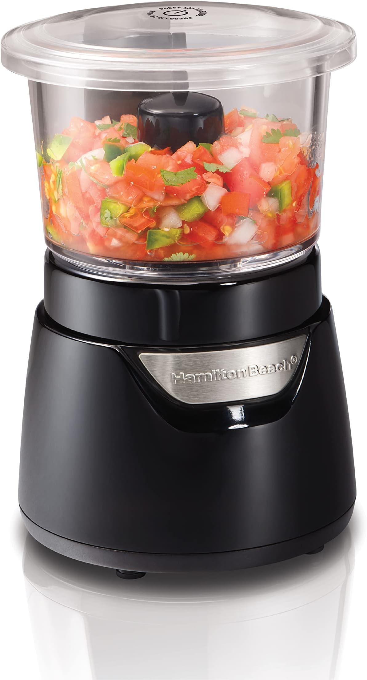 Stack & Press 175W Glass Bowl Chopper, 700ml, Black – Easy to Use Food Processor for Vegetables, Nuts, Sauces, Salsa & More – Durable Stainless Steel Blades - 72860-SAU
