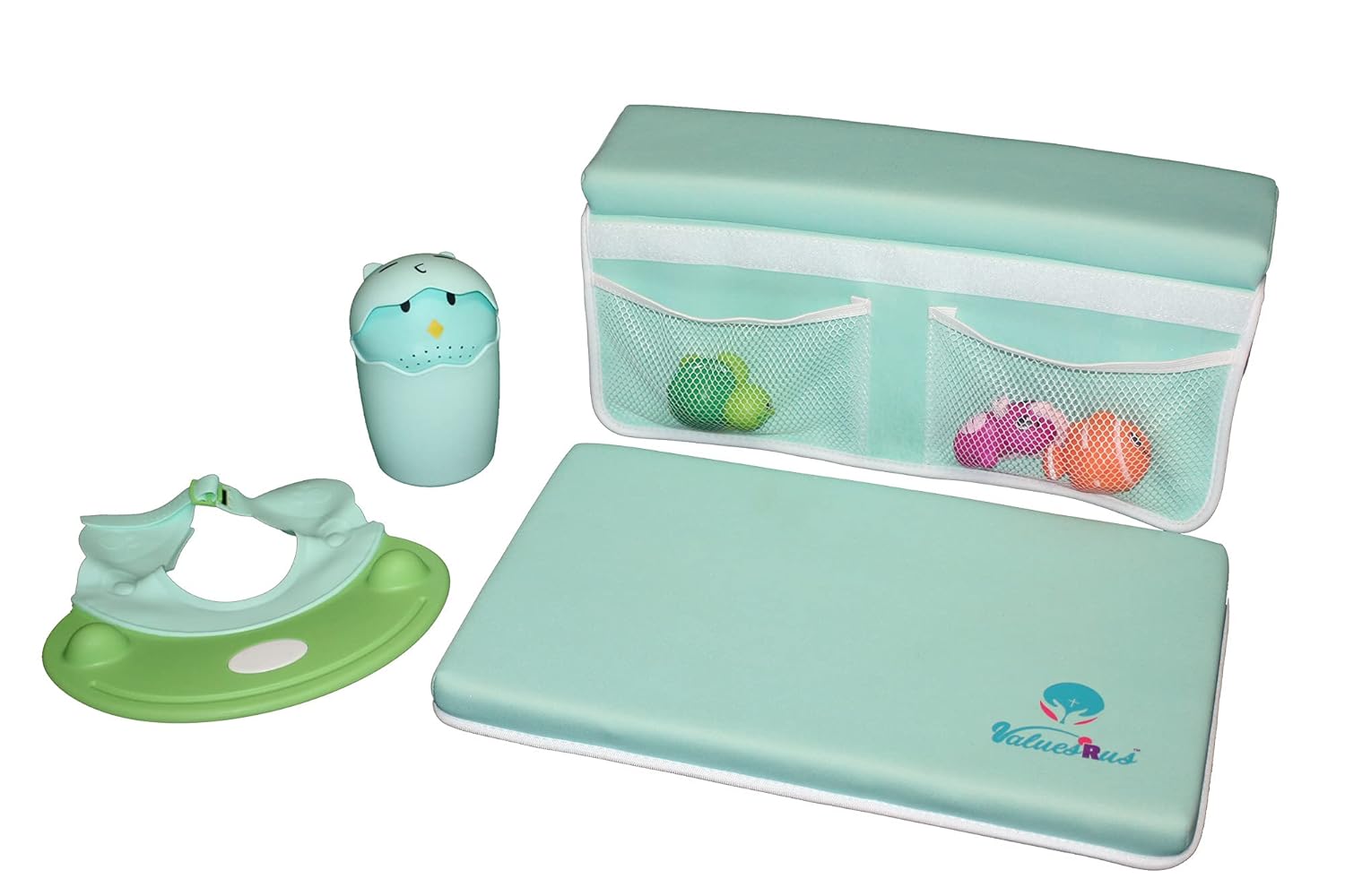 Bathtub Kneeler & Elbow Rest Pad Set with Rinse Hat & Rinse Cup (Pink, 18" x 11" x 1.25")