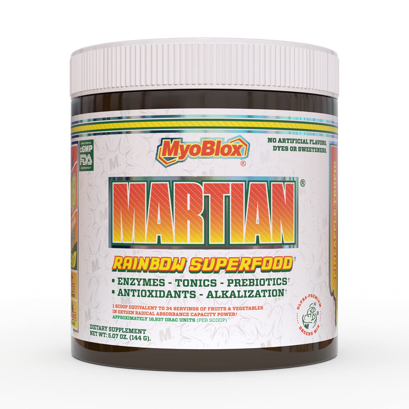 MyoBlox Martian - Greens Superfood Powder - Spirulina & Chlorella - Immune, Detox & Probiotic Prebio