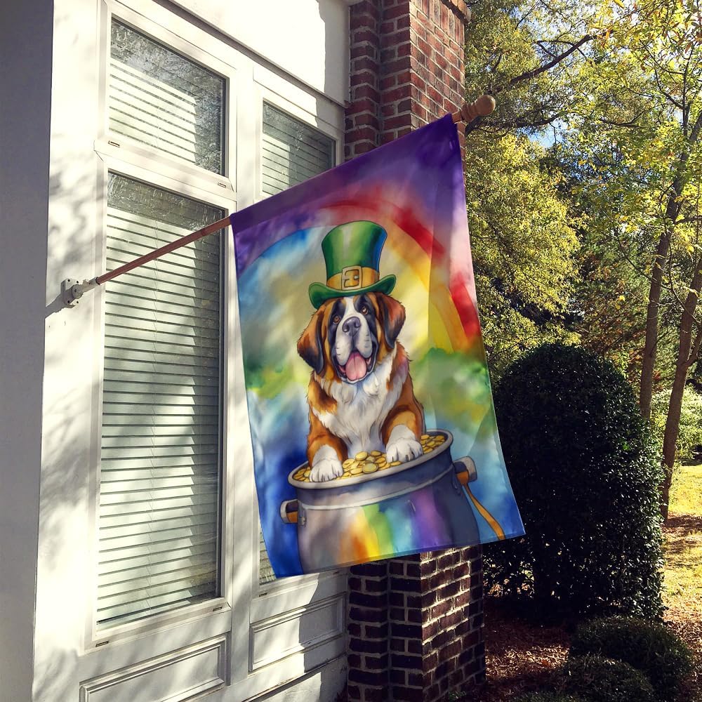 Caroline's Treasures DAC5601CHF Saint Bernard St Patrick's Day House Flag Large Porch Sleeve Pole Decorative Outside Yard Banner Artwork Wall Hanging, Polyester, House Size, Multicolor