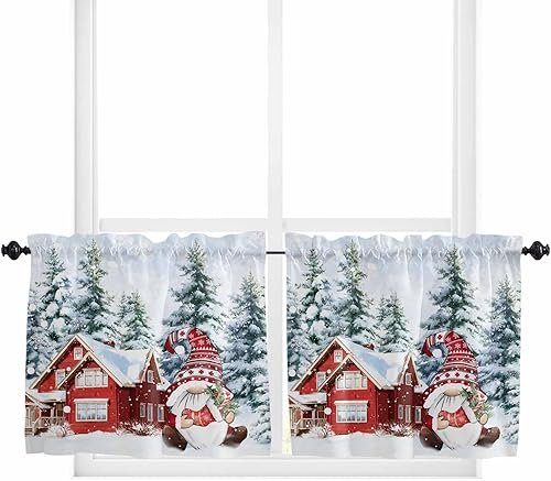 Miniatura 36 de Juego de cortinas semitransparentes con bolsillo para barra, cenefa y niveles de 36 pulgadas de largo, cortinas de arte abstracto de sol y arco