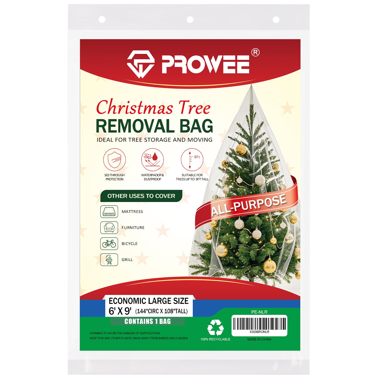 Amazon.com: PROWEE Clear Christmas Tree Bag 9 FT, Waterproof