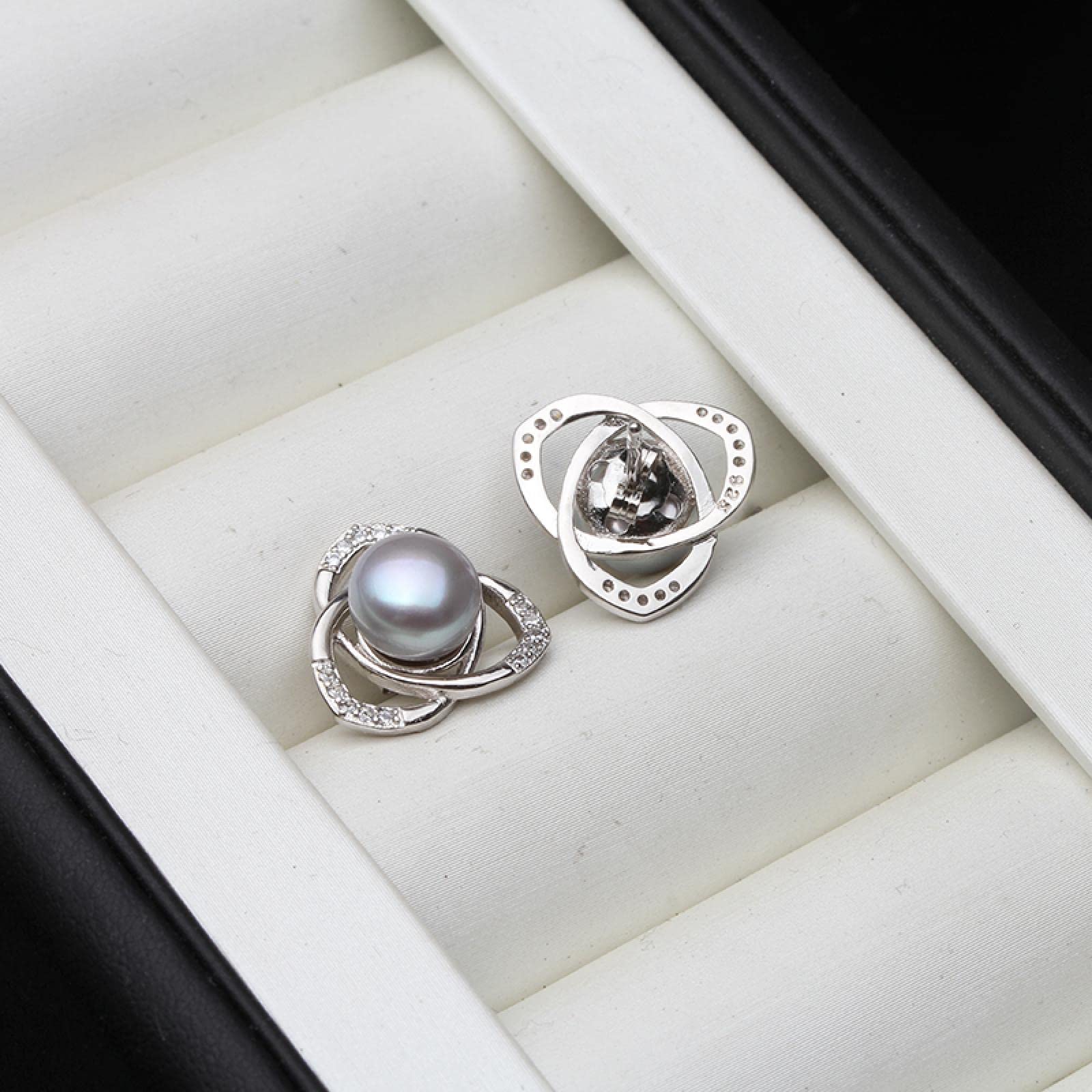 Perlenohrringe Damen Ohrringe Ohrstecker Schmuck Mädchen Geschenke Ohrhänger Echte Süßwasserperle Halskette Ohrring Set Für Frauen Weiß Schwarz Naturperle Set Feiner Schmuck Jubiläumsg
