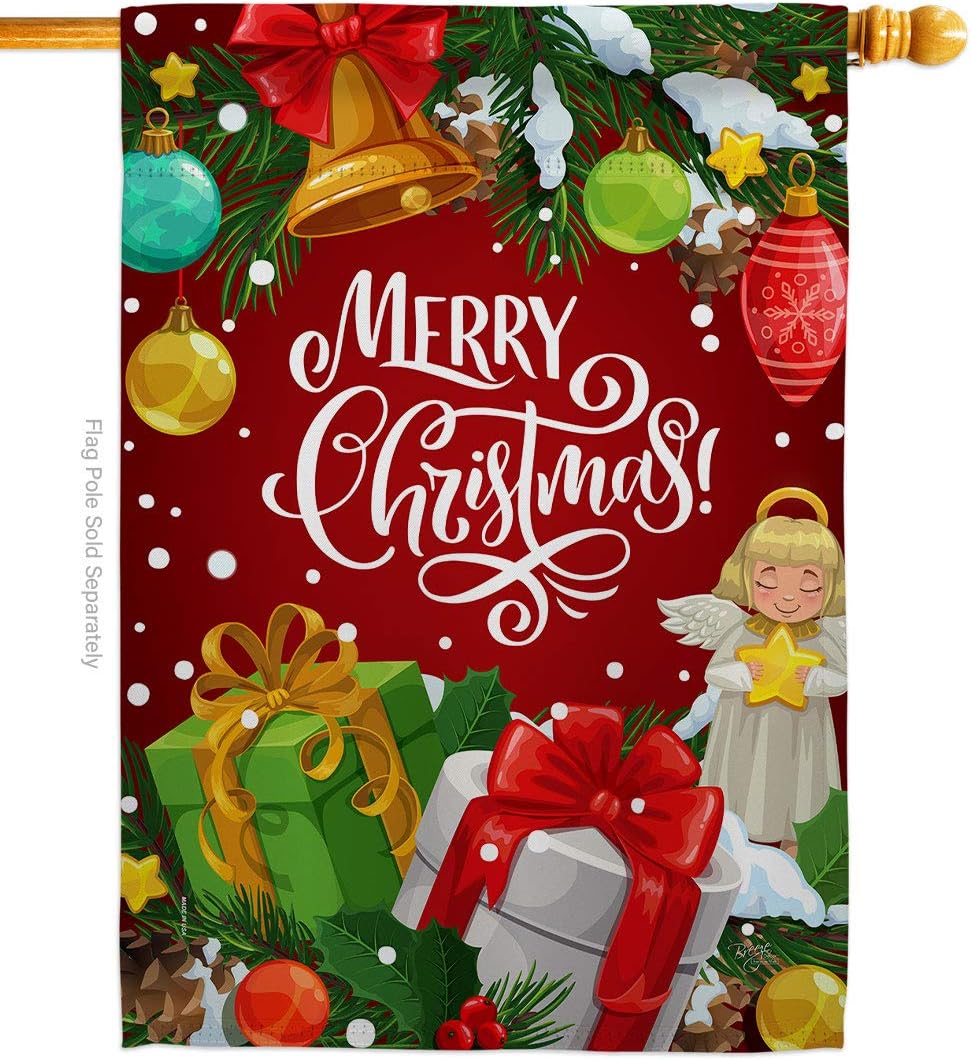 Merry Christmas House Flag Wintertime Santa Marry Xmas Present Reindeer Season Snow Small Decorative Gift Yard Banner Made In USA 28 X 40