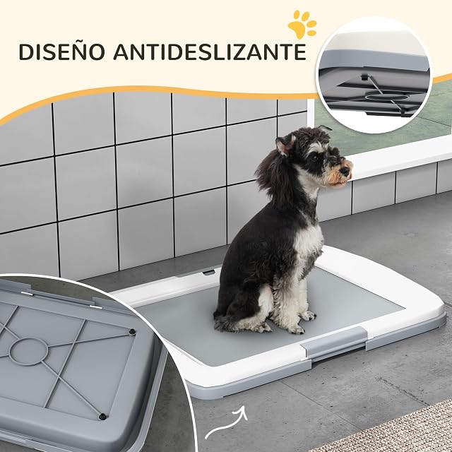 Foto 8 de 8 de PawHut Inodoro para Perros con Bandeja para Cachorros 63x48,5x6 cm Gris