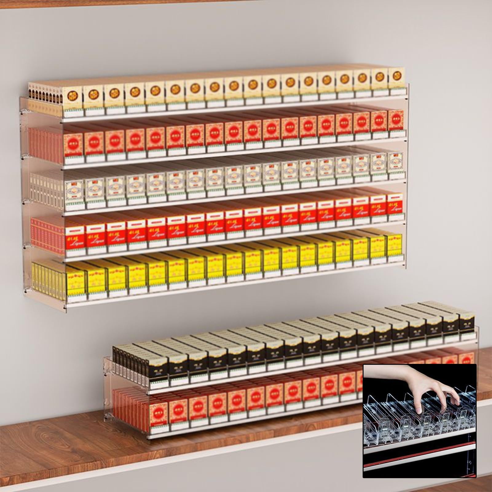 Scaffali Espositivi Per Negozi Supporto Per Display Automatico | Espositori Per Negozi | Vetrina Per Fiammiferi Punto Vendita Organizzatore Per Armadietti Per La Vendita Al Dettaglio Da Banco(104.5x29