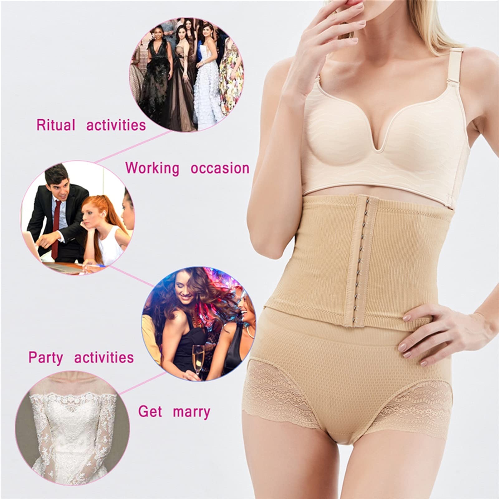 XYNSNDB Po porodzie Wysoka talia Shapewear Krótkie koronkowe bokserki z guzikami z przodu Wyszczuplają ciało