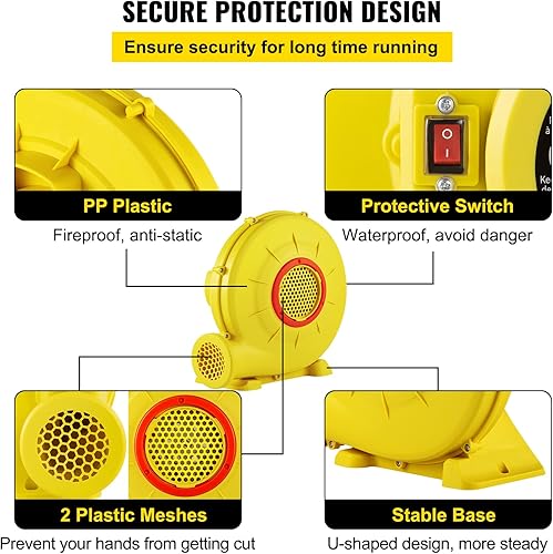 Miniatura 4 de VEVOR Inflatable Air Blower, 450W/1100W/1500W Portable and Powerful Bounce House Blower, Commercial Air Blower Pump Fan, Used for Inflatable Bouncy