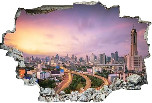 Miniatura 6 de Calcomanías de pared rotas 3D de Chicago, Illinois, Estados Unidos, paisaje urbano de 36 x 24 pulgadas, vinilo de pared extraíble, despegar y pegar,