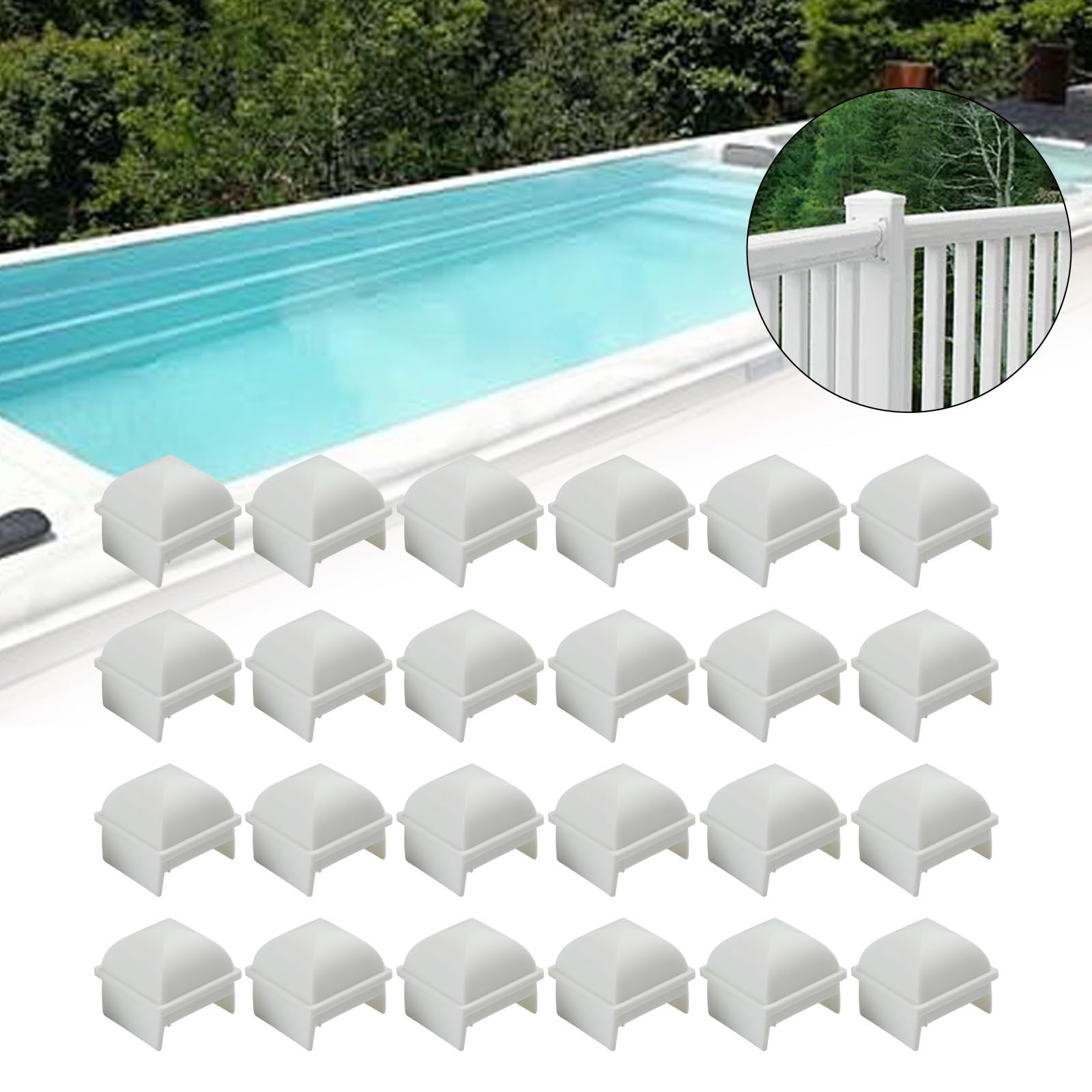Pali bianchi per recinzione per piscina da 3,8 cm quadrati cavi in polipropilene compatibili con JW Esther Will, confezione da 6 12 24 36 48