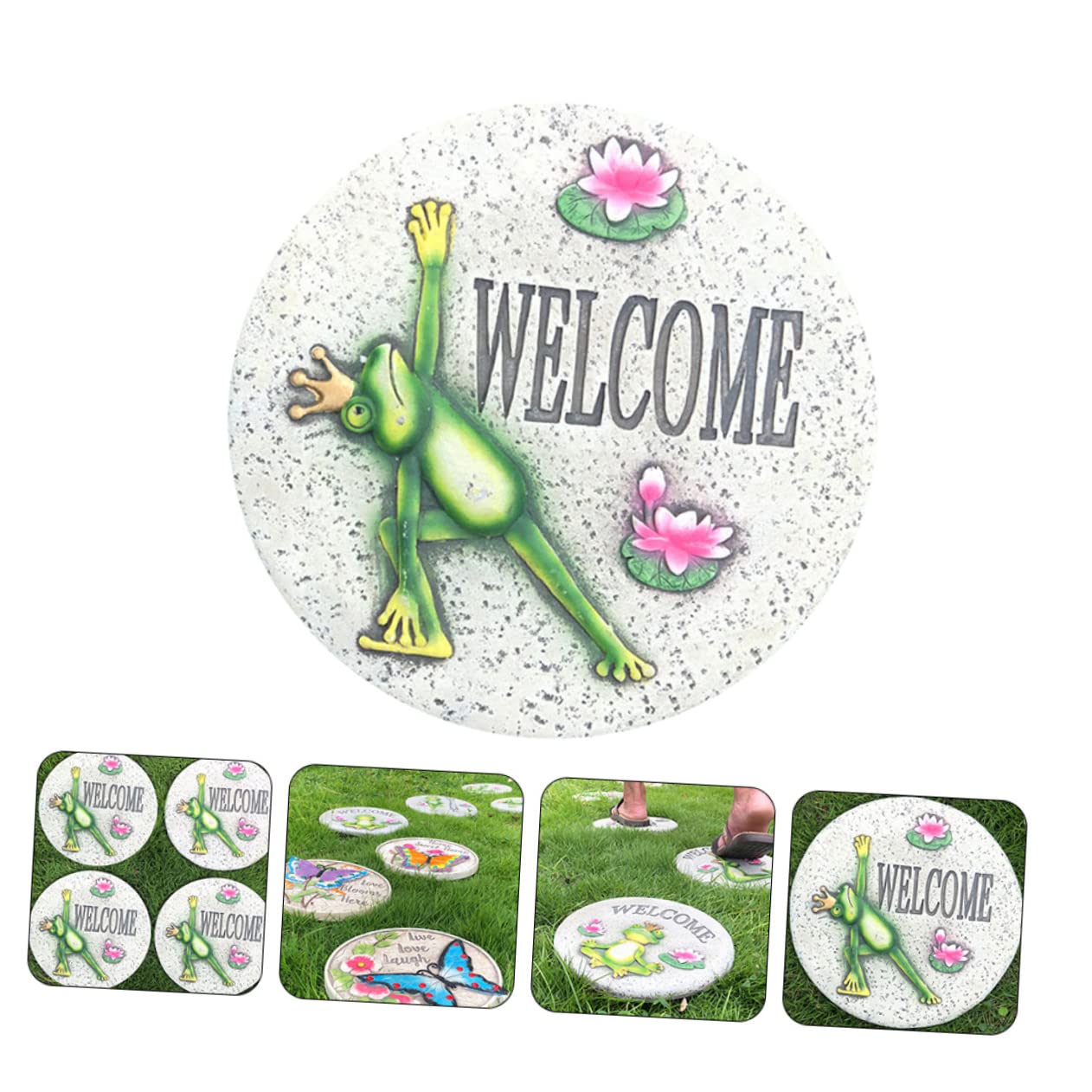 Kisangel Pietre da Giardino in Cemento Verde per Percorso Decorativo Funzione Camminamento, Lastricato Esterno per Paesaggio e Cortile