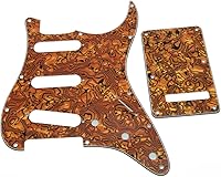 Vista 28 de KAISH Guardabarros de 11 agujeros estilo ST/Strat, SSS, con placa trasera ST, cubierta de trémolo para Stratocaster/Strat Gold Pearl de EE.