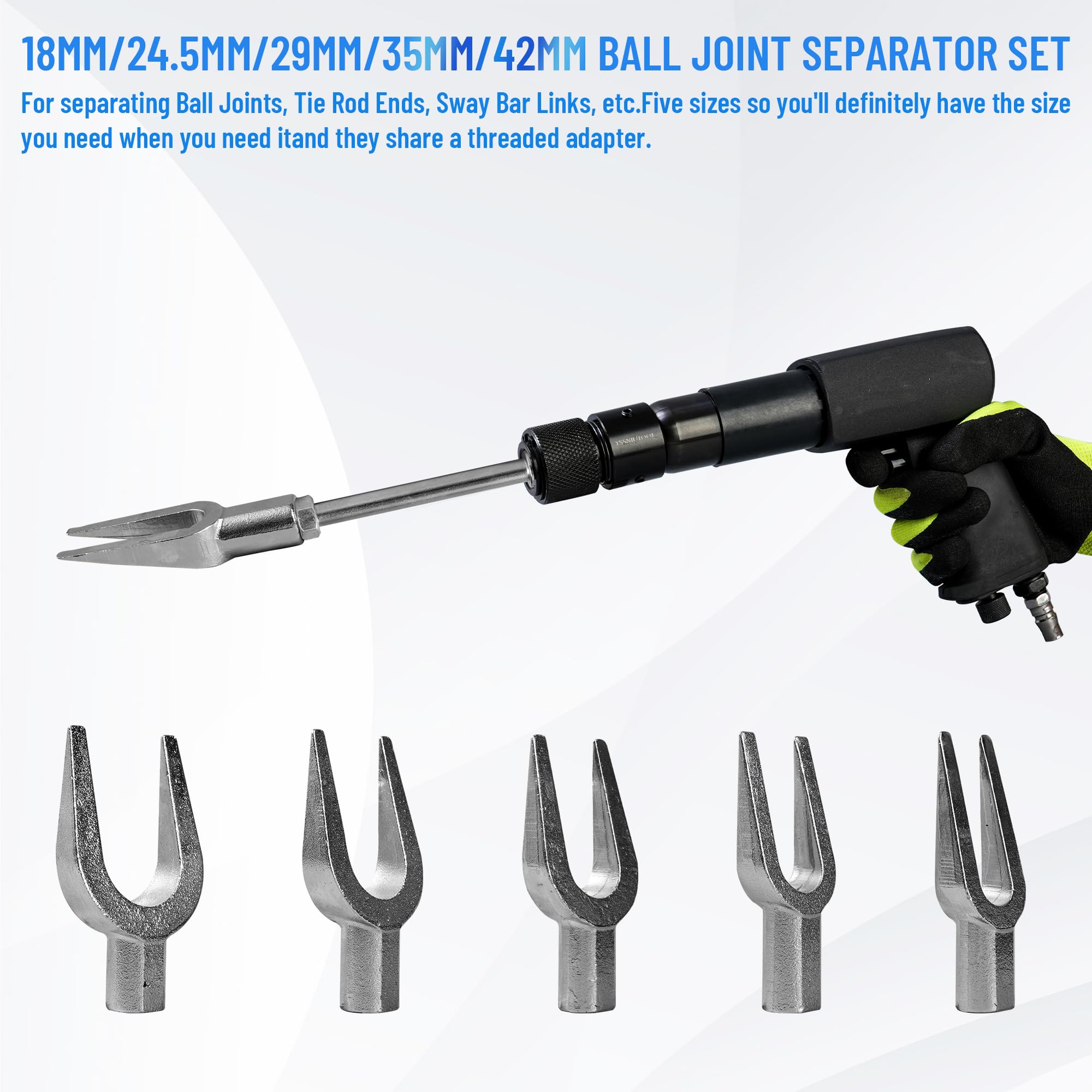 Multifunktionales pneumatisches Hammerstück-Meißel-Set, Drucklufthammer-Set, 2100 BPM Schnellwechsel-Haltevorrichtung, Lufthammer mit Schaufelköpfen, Kugelgelenkabscheider-Set, Drucklufthammer-Bits