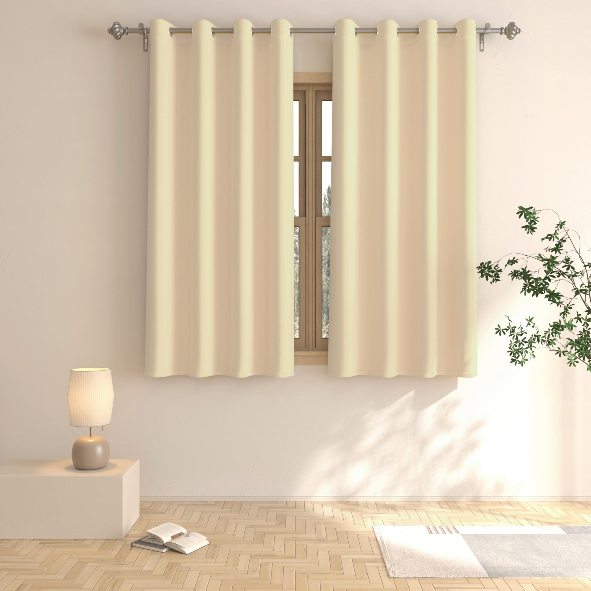 Rideaux occultants UPOPO 132x121 cm beige pour petite fenêtre de salon et chambre