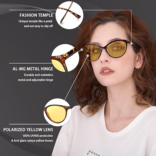 Miniatura 2 de TJUTR Gafas de visión nocturna para mujer, gafas polarizadas de conducción nocturna que reducen el deslumbramiento, gafas nocturnas con protección